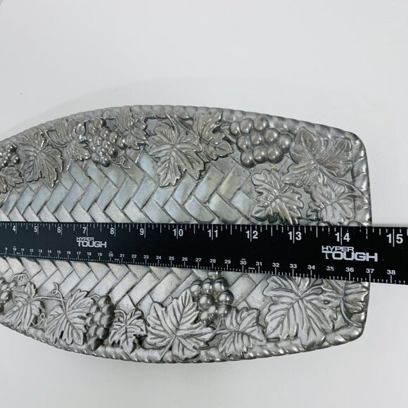 Lenox Grape Basket Weave Tray Bread Appetizer Metal Serveware Hollowware VTG - Picture 9 of 12